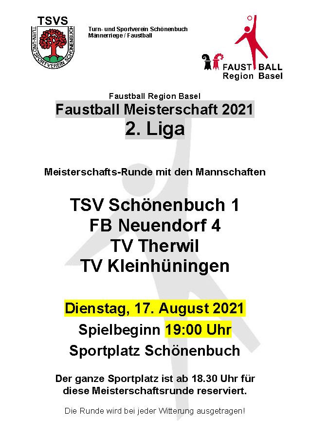 Plakat Faustball Meisterschaftsrunde vom 17. August 2021